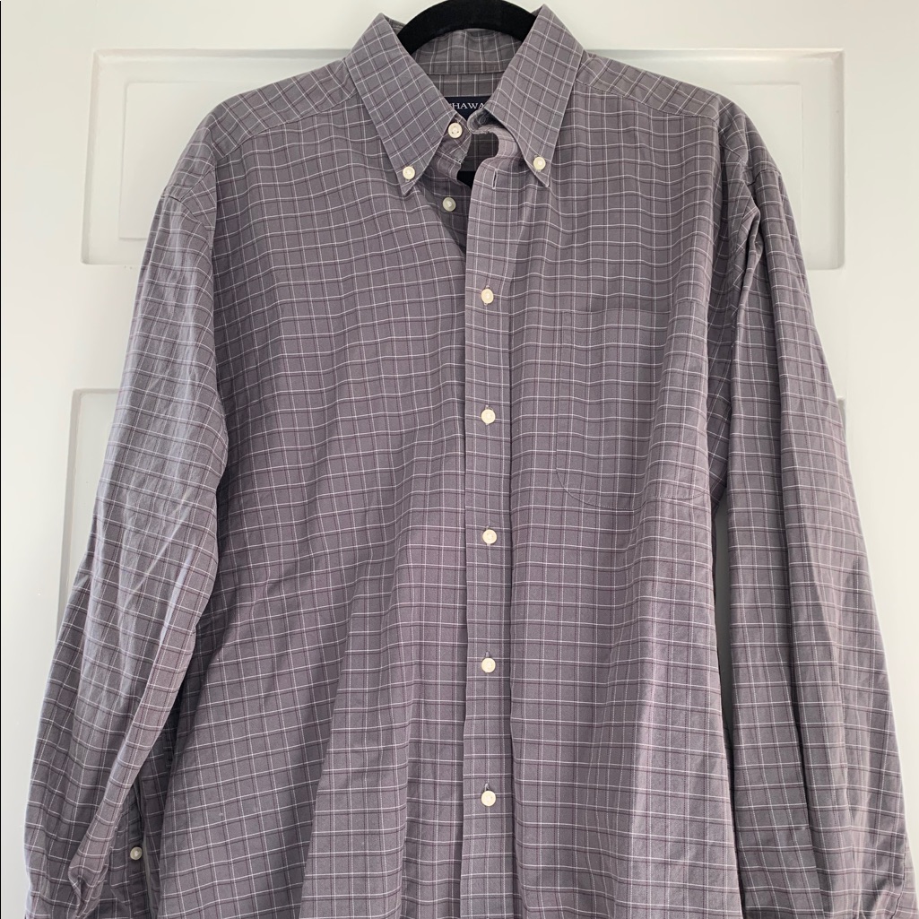 Gray/Red/White Plaid Button Down